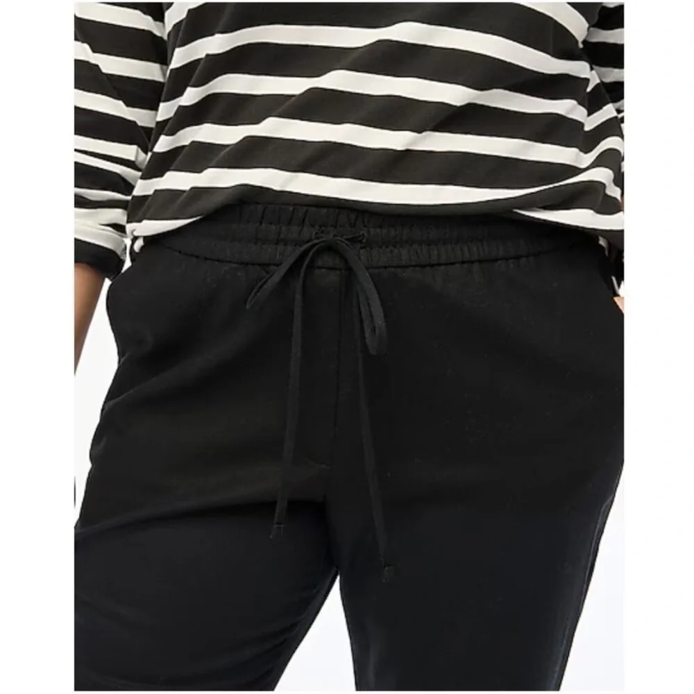 J Crew Linen Pull On Pants Black Size 10